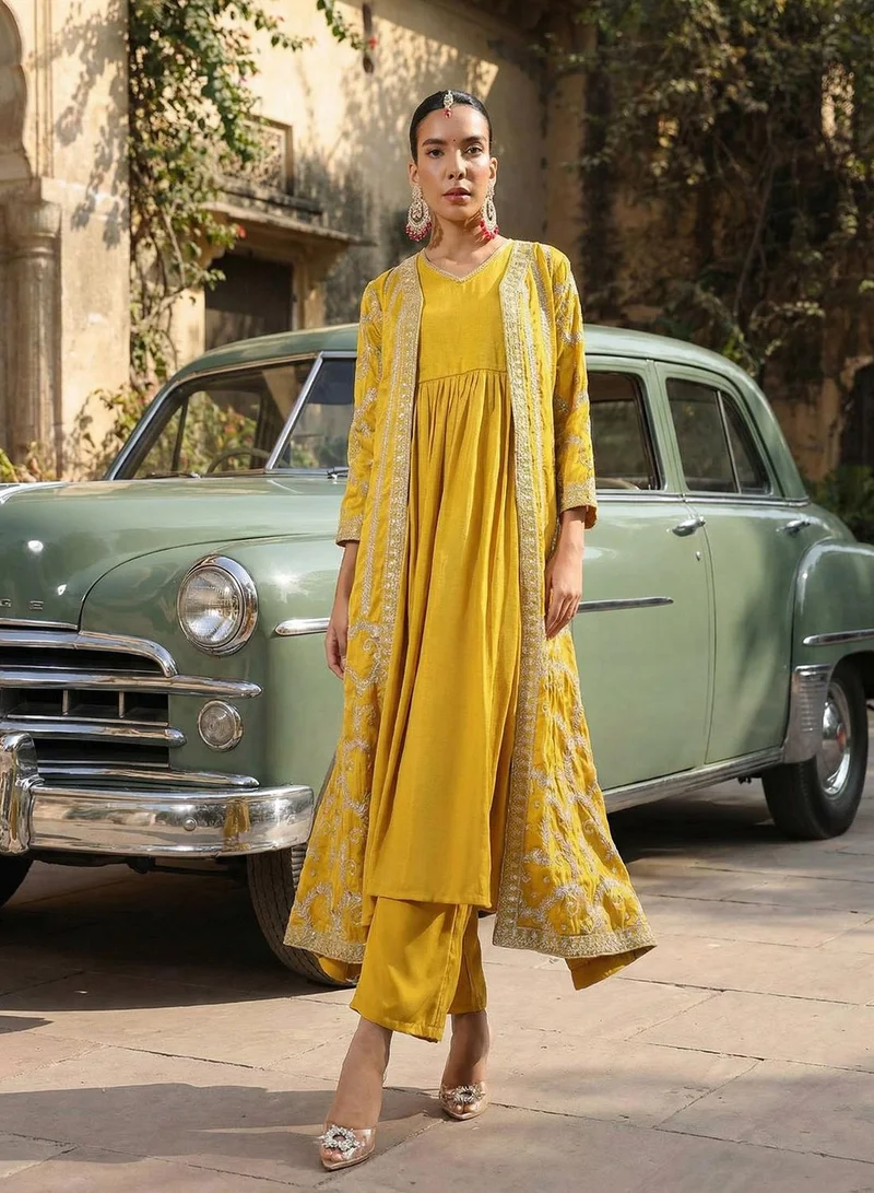 Ishin  Rich Yellow A Line Dresses for Women | Best Price UAE